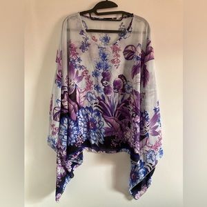 CREATION Casual Dressy Poncho Style Lightweight Sheer Top